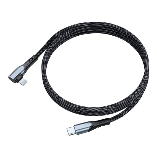 A6 PD 20W USB-C / Type-C to 8 Pin Elbow Data Cable for iPhone, iPad, Length:1m(Grey) by buy2fix