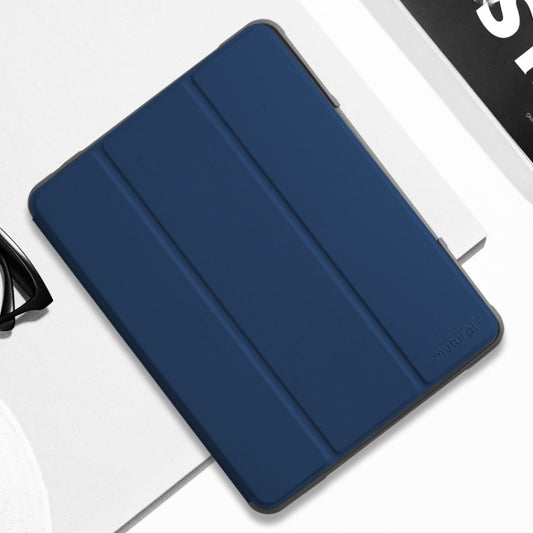 For iPad 10.2 Mutural Horizontal Flip PC + TPU + PU Leather Case with Holder & Pen Slot(Blue) by Mutural