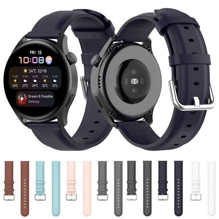 For Huawei Watch GT 3 46mm/GT Runner 22mm Round Tail Leather Watch Band(Grey) by buy2fix