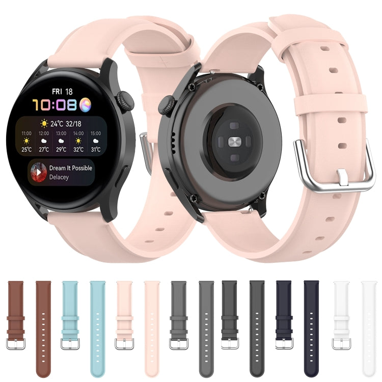 For Huawei Watch GT 3 42mm 20mm Round Tail Leather Watch Band(White) by buy2fix