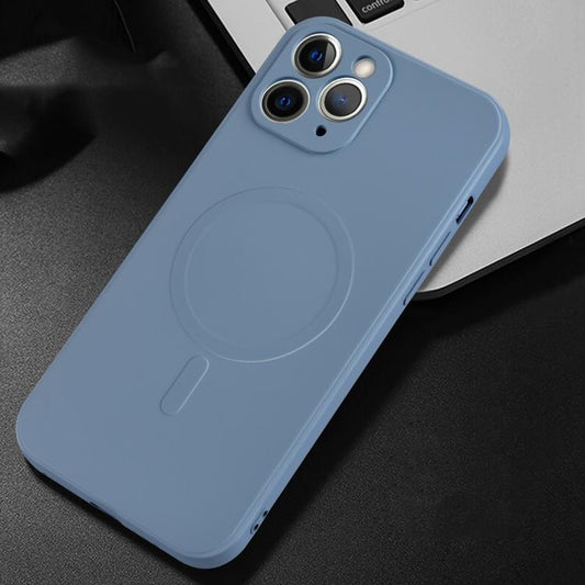 For iPhone 11 Pro Max Liquid Silicone Full Coverage Magsafe Phone Case (Grey) by buy2fix