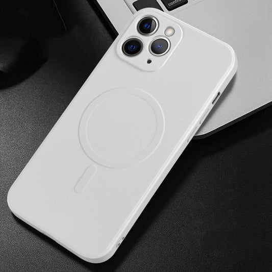 For iPhone 11 Pro Max Liquid Silicone Full Coverage Magsafe Phone Case (White) by buy2fix