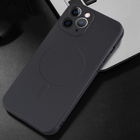 For iPhone 11 Pro Max Liquid Silicone Full Coverage Magsafe Phone Case (Black) by buy2fix