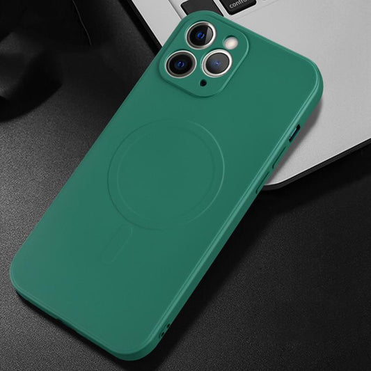 For iPhone 11 Pro Max Liquid Silicone Full Coverage Magsafe Phone Case (Dark Green) by buy2fix