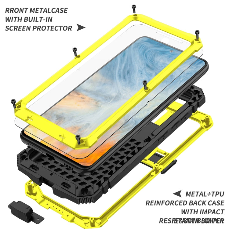 For Samsung Galaxy S21 FE R-JUST Rugged Phone Case with Holder(Yellow) by R-JUST