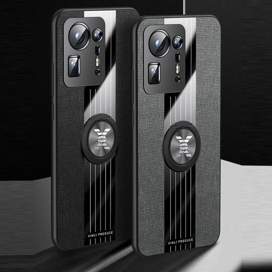 For Xiaomi Mi Mix 4 XINLI Stitching Cloth Texture TPU Phone Case with Ring Holder(Black) by XINLI