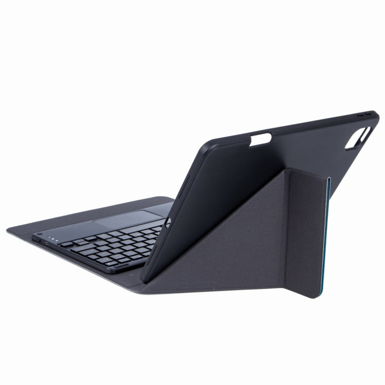 H-097CS Touch Backlight Bluetooth Keyboard Leather Case with Rear Three-fold Holder For iPad 9.7 2018 & 2017(Dark Night Green) by buy2fix