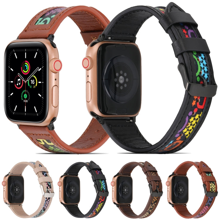 Genuine Leather + GD Knitting Watch Band for Apple Watch Ultra 49mm&Watch Ultra 2 49mm / Series 9&8&7 45mm / SE 3&SE 2&6&SE&5&4 44mm / 3&2&1 42mm(Brown) by buy2fix