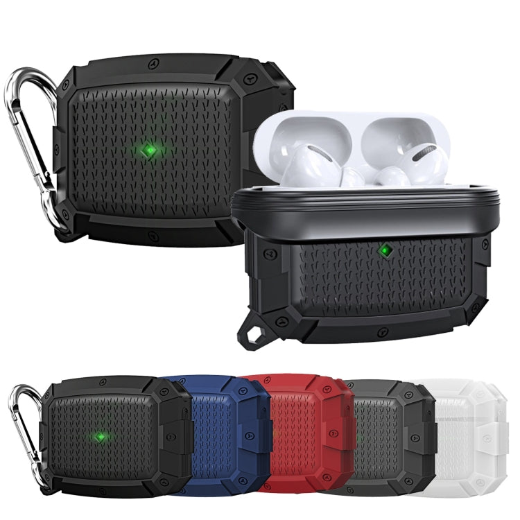 For AirPods Pro Shield Armor Waterproof Wireless Earphone Protective Case with Carabiner(Red) by buy2fix