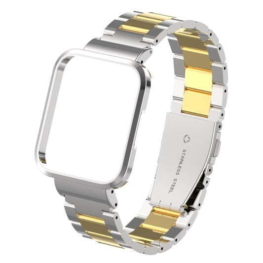 For Xiaomi Redmi Watch 2 Three-Bead Metal Watchband(Silver+Gold) by buy2fix