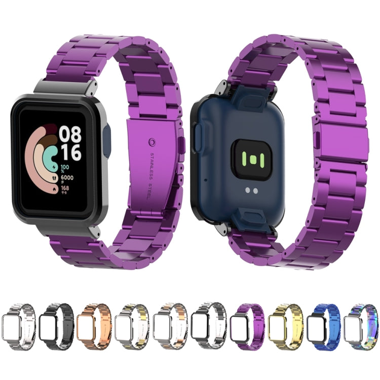 For Xiaomi Redmi Watch 2 Three-Bead Metal Watchband(Silver+Gold) by buy2fix