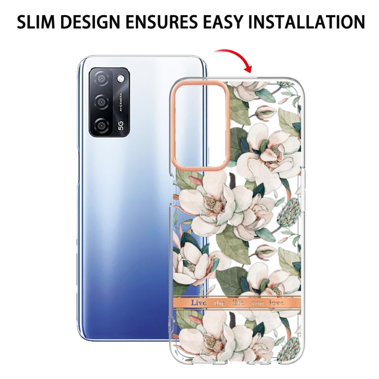 For OPPO A55 5G / A53S 5G / A54 4G / A16 / A54S 4G Flowers and Plants Series IMD TPU Phone Case(Green Gardenia) by buy2fix
