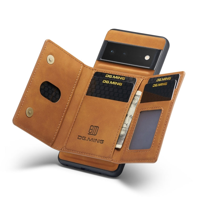 For Google Pixel 6 Pro DG.MING M2 Series 3-Fold Multi Card Bag Back Cover Leather Phone Case(Brown) by DG.MING
