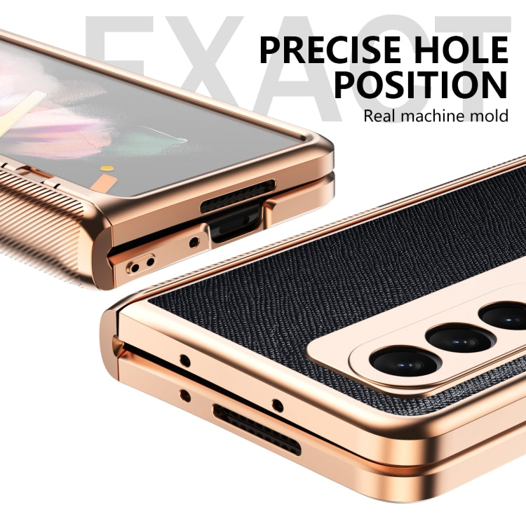 For Samsung Galaxy Z Fold3 5G Electroplated Armor Cross Texture Phone Case(Black) - Galaxy Phone Cases by buy2fix | Online Shopping UK | buy2fix