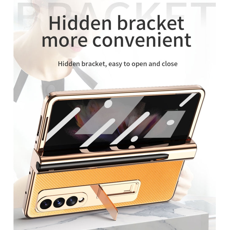 For Samsung Galaxy Z Fold3 5G Electroplated Hinge Pen Slot Kevlar Phone Case(White) - Galaxy Phone Cases by buy2fix | Online Shopping UK | buy2fix