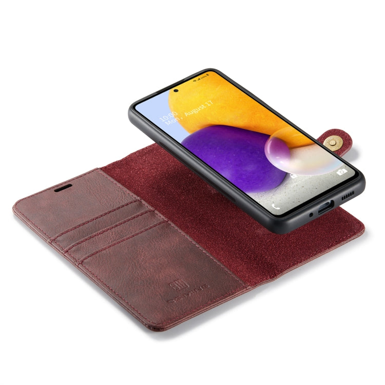 For Samsung Galaxy A73 5G DG.MING Crazy Horse Texture Detachable Magnetic Leather Phone Case(Red) by DG.MING
