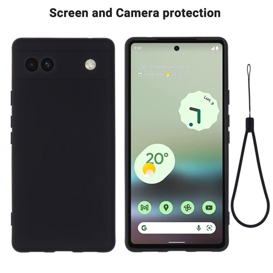 For Google Pixel 6a Pure Color Liquid Silicone Phone Case(Black) by buy2fix