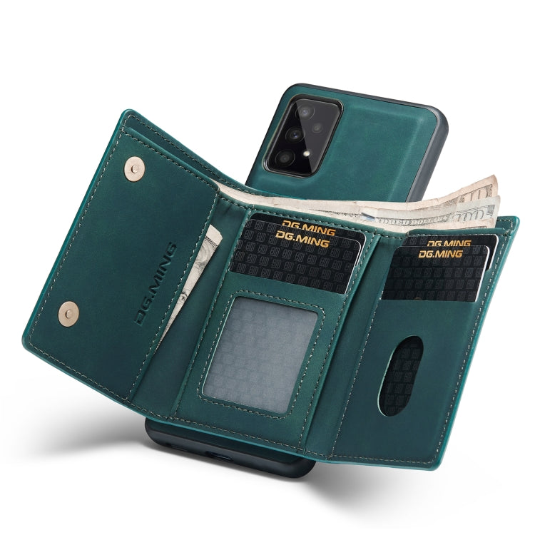 For Samsung Galaxy A53 5G DG.MING M1 Series 3-Fold Multi Card Wallet Phone Case(Green) by DG.MING