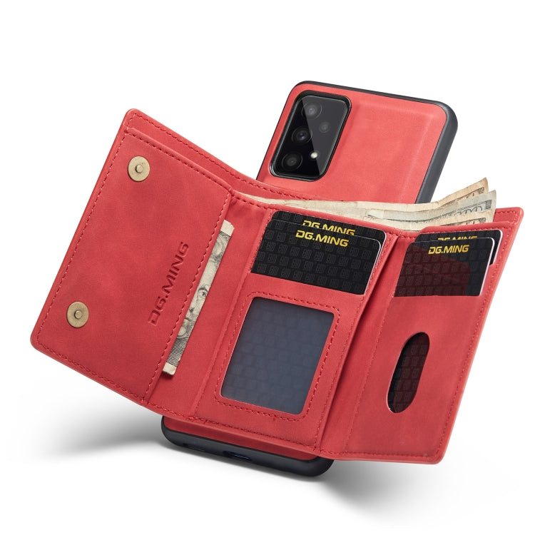 For Samsung Galaxy A53 5G DG.MING M1 Series 3-Fold Multi Card Wallet Phone Case(Red) by DG.MING