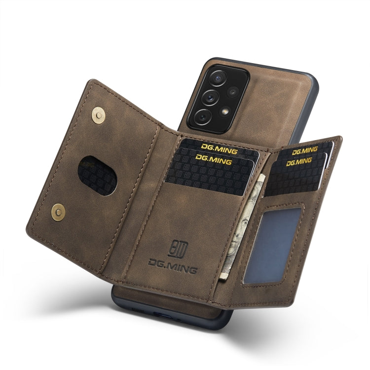 For Samsung Galaxy A33 5G DG.MING M2 Series 3-Fold Multi Card Bag Phone Case(Coffee) by DG.MING