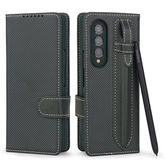 For Samsung Galaxy Z Fold3 5G 2 in 1 Split Folding Leather Phone Case(Twill Cyan Black) - Galaxy Phone Cases by buy2fix | Online Shopping UK | buy2fix
