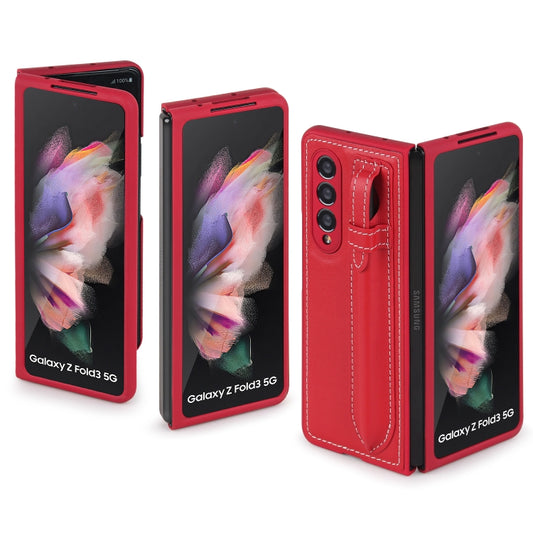 For Samsung Galaxy Z Fold3 5G Top Layer Leather Back Cover Folding Leather Phone Case(Red) - Galaxy Phone Cases by buy2fix | Online Shopping UK | buy2fix