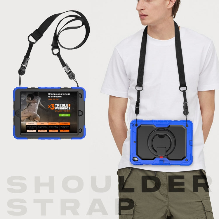 For iPad 10.2 2021 / 2020 / 2019 Silicone + PC Tablet Case with Shoulder Strap(Blue+Black) - iPad 10.2 Cases by buy2fix | Online Shopping UK | buy2fix
