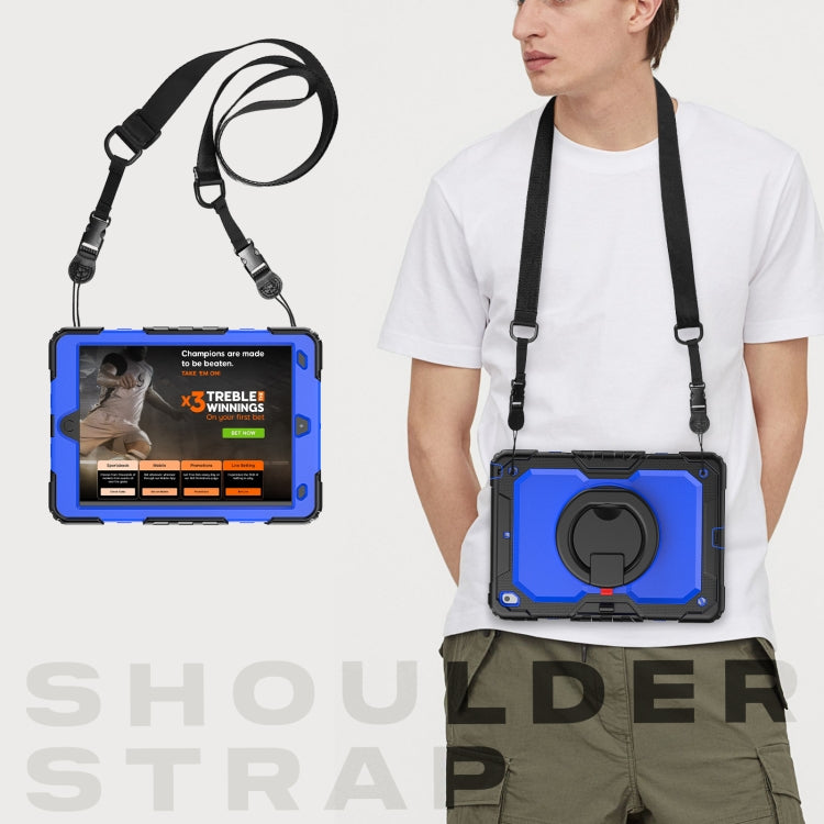 For iPad 10.2 2021 / 2020 / 2019 Silicone + PC Tablet Case with Shoulder Strap(Black+Dark Blue) - iPad 10.2 Cases by buy2fix | Online Shopping UK | buy2fix