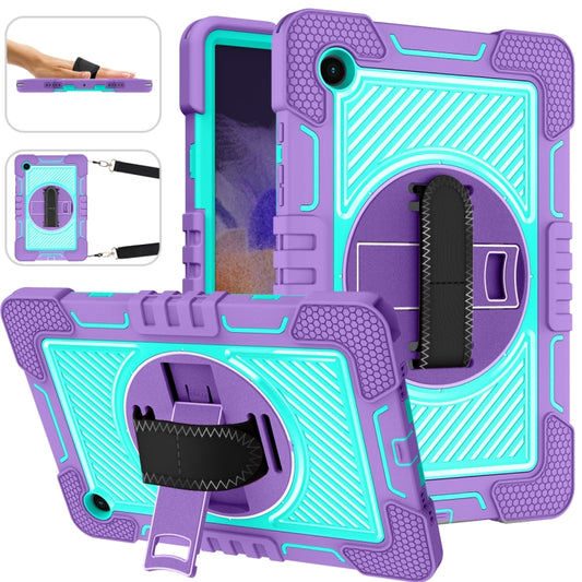 For Samsung Galaxy Tab A8 10.5 2021 360 Degree Rotation Contrast Color Silicone + PC Tablet Case(Purple + Mint Green) - Other Galaxy Tab PC by buy2fix | Online Shopping UK | buy2fix
