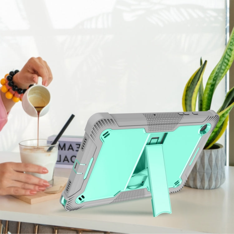 For Samsung Galaxy Tab A8 10.5 2021 Silicone + PC Shockproof Protective Tablet Case with Holder(Gray + Green) - Other Galaxy Tab PC by buy2fix | Online Shopping UK | buy2fix