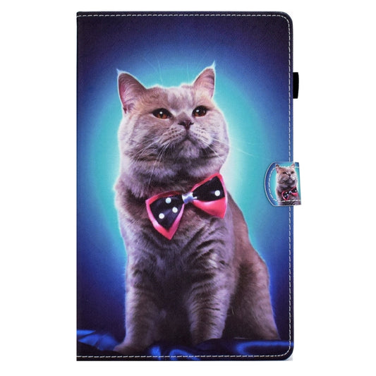 For Samsung Galaxy Tab A 10.1 2016 T580 Sewing Pen Slot Leather Tablet Case(Bow Tie Cat) by buy2fix