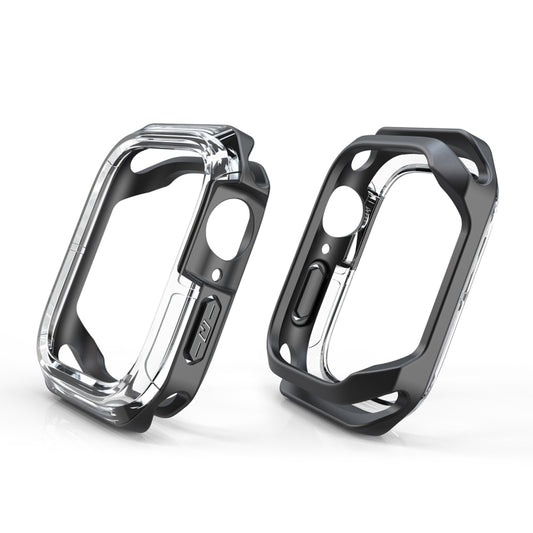 Transparent Two-color Armor Case For Apple Watch Series 9 / 8 / 7 45mm(Black) by buy2fix