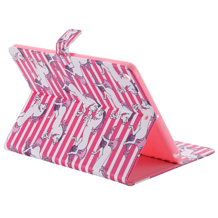 Colored Drawing Pattern Horizontal Flip PU Leather Case with Holder & Card Slots & Wallet & Sleep / Wake-up Function(Horse) - iPad 9.7 (2018) & (2017) Cases by buy2fix | Online Shopping UK | buy2fix