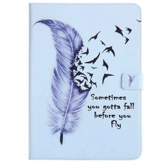 Colored Drawing Pattern Horizontal Flip PU Leather Case with Holder & Card Slots & Wallet & Sleep / Wake-up Function(Feather) - iPad 9.7 (2018) & (2017) Cases by buy2fix | Online Shopping UK | buy2fix