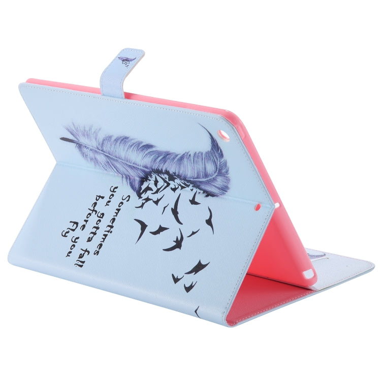 Colored Drawing Pattern Horizontal Flip PU Leather Case with Holder & Card Slots & Wallet & Sleep / Wake-up Function(Feather) - iPad 9.7 (2018) & (2017) Cases by buy2fix | Online Shopping UK | buy2fix