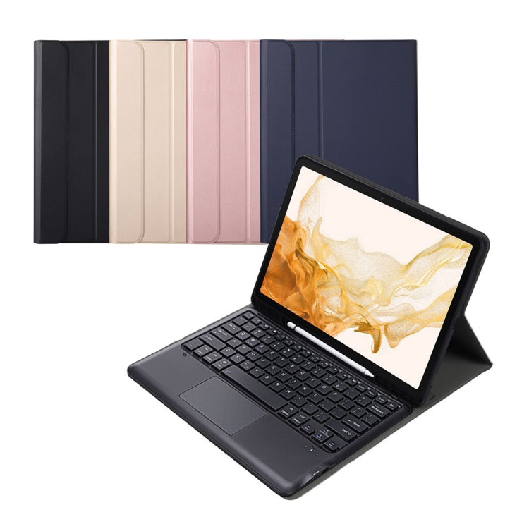 A800B-A Split Bluetooth Keyboard Leather Case with Holder & Pen Slot & Touchpad For Samsung Galaxy Tab S8+ X800(Rose Gold) by buy2fix