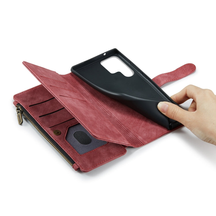 For Samsung Galaxy S22 Ultra 5G CaseMe C30 Multifunctional Phone Leather Case with Holder & Card Slot & Wallet(Red) - Galaxy S22 Ultra 5G Cases by CaseMe | Online Shopping UK | buy2fix