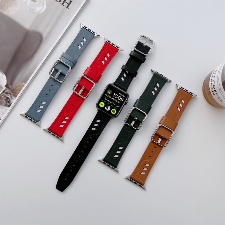 Genuine Leather Nylon Watch Band For Apple Watch Ultra 49mm&Watch Ultra 2 49mm / Series 9&8&7 45mm / SE 3&SE 2&6&SE&5&4 44mm / 3&2&1 42mm(Brown) by buy2fix