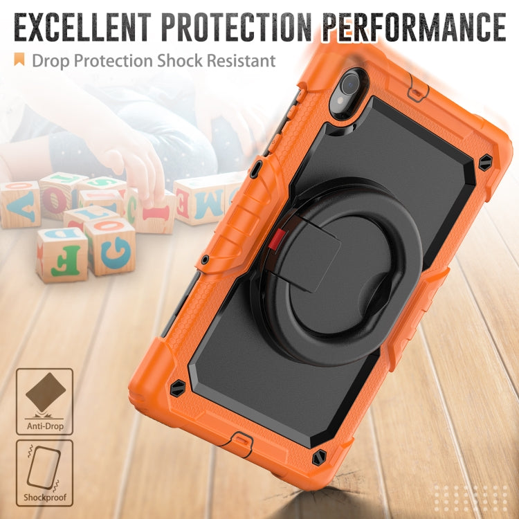 For Lenovo M10 Plus X606F Silicone + PC Holder Tablet Case(Orange+Black) - Lenovo by buy2fix | Online Shopping UK | buy2fix