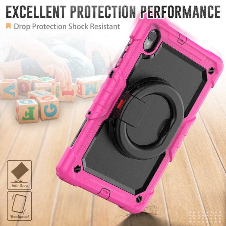 For Lenovo M10 Plus X606F Silicone + PC Holder Tablet Case(Rose Red+Black) - Lenovo by buy2fix | Online Shopping UK | buy2fix