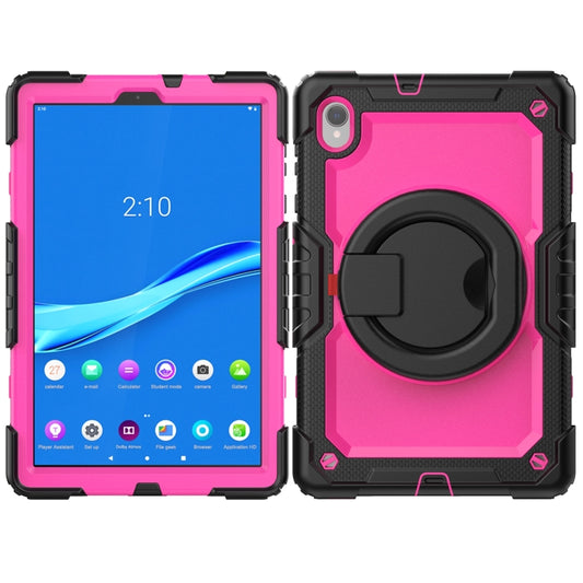 For Lenovo M10 Plus X606F Silicone + PC Holder Tablet Case(Black+Rose Red) - Lenovo by buy2fix | Online Shopping UK | buy2fix