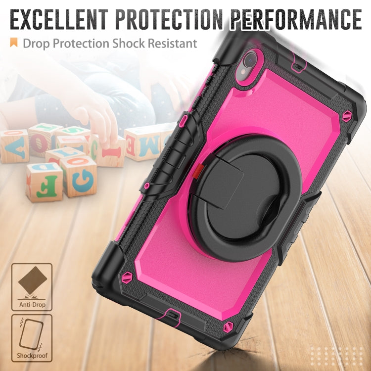 For Lenovo M10 Plus X606F Silicone + PC Holder Tablet Case(Black+Rose Red) - Lenovo by buy2fix | Online Shopping UK | buy2fix