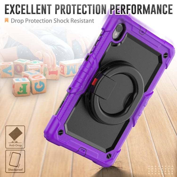For Lenovo M10 Plus X606F Silicone + PC Holder Tablet Case(Purple+Black) - Lenovo by buy2fix | Online Shopping UK | buy2fix