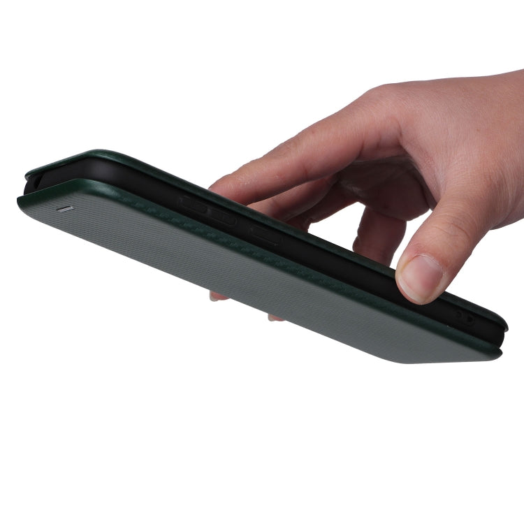 For Blackview A55 Carbon Fiber Texture Horizontal Flip PU Phone Case(Green) by buy2fix