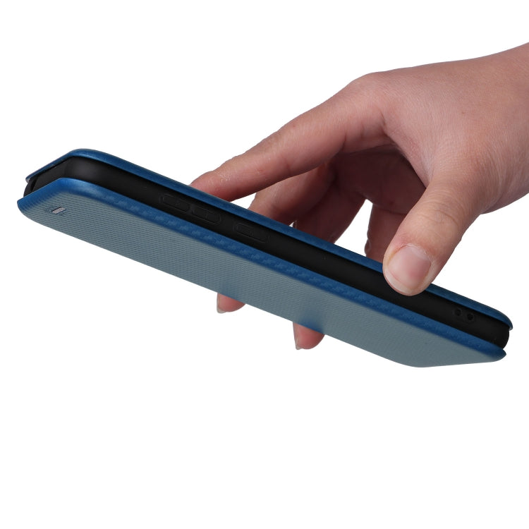 For Blackview A55 Carbon Fiber Texture Horizontal Flip PU Phone Case(Blue) by buy2fix