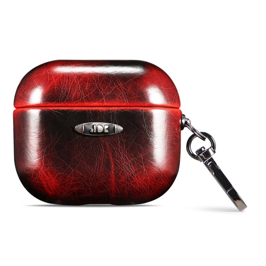 Oil Wax Leather Texture Earphone Protective Case with Hang Buckle For AirPods 3(Red) - For AirPods 3 by buy2fix | Online Shopping UK | buy2fix