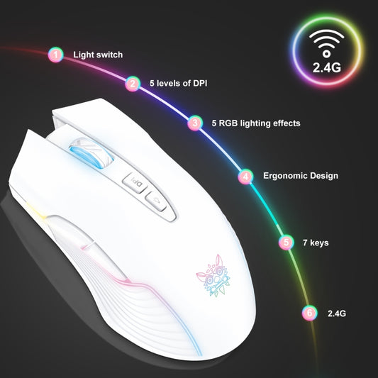 ONIKUMA CW905 2.4G RGB Lighting Wireless Mouse (Grey White) by ONIKUMA