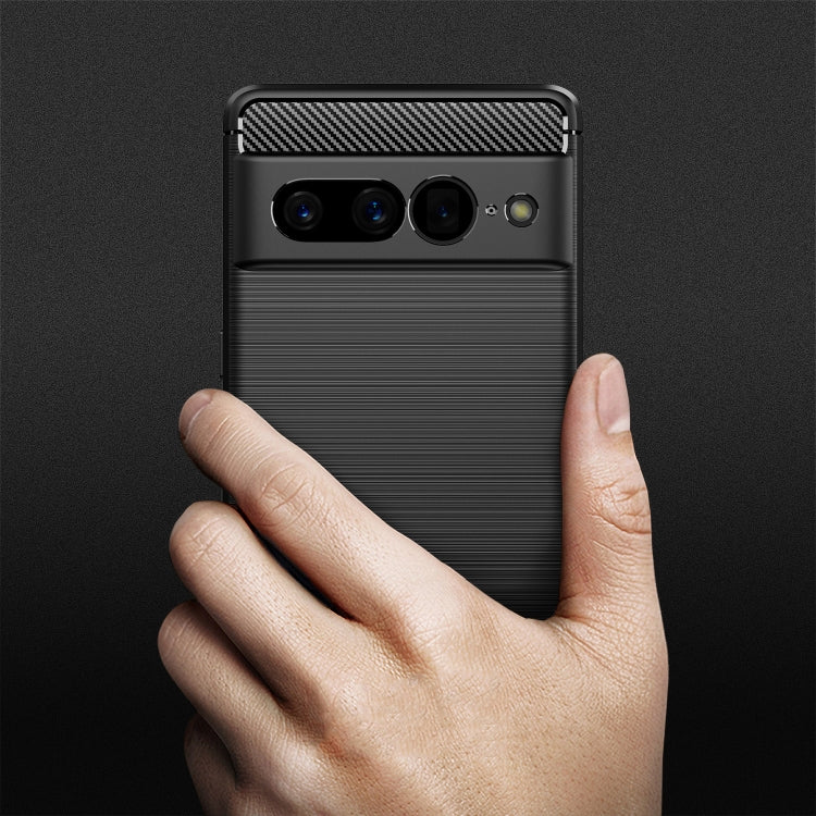 For Google Pixel 7 Pro 5G Brushed Texture Carbon Fiber TPU Phone Case(Black) by buy2fix