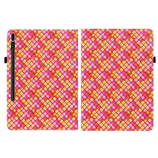 For Samsung Galaxy Tab S8 / Tab S7 Color Weave Texture Flip Leather Tablet Case with Holder(Rose Red) by buy2fix