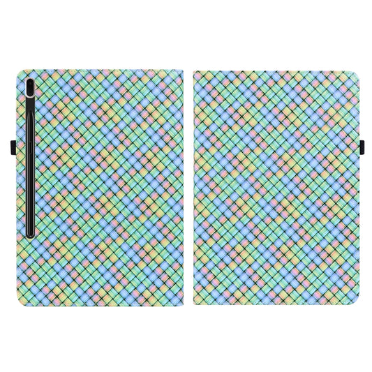 For Samsung Galaxy Tab S8+ / Tab S7+ Color Weave Texture Flip Leather Tablet Case with Holder(Rainbow) by buy2fix